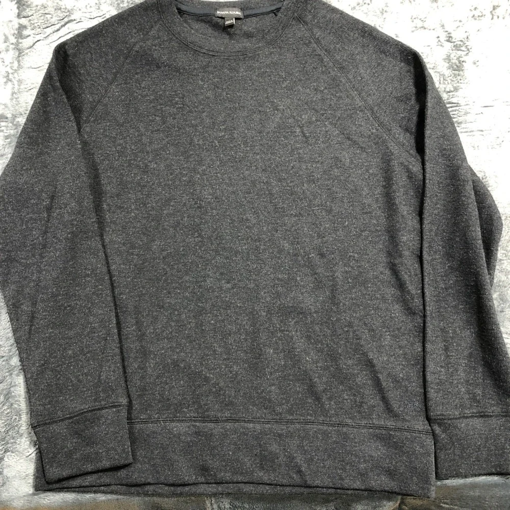 Banana Republic Mens Charcoal‎ Gray Marl Crew Neck Raglan Sweatshirt Size M F22